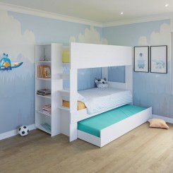 Bunk Bed with built in Bookshelf & optional trundle or drawers